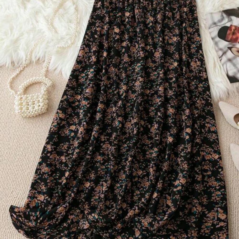Floral Black Skirt